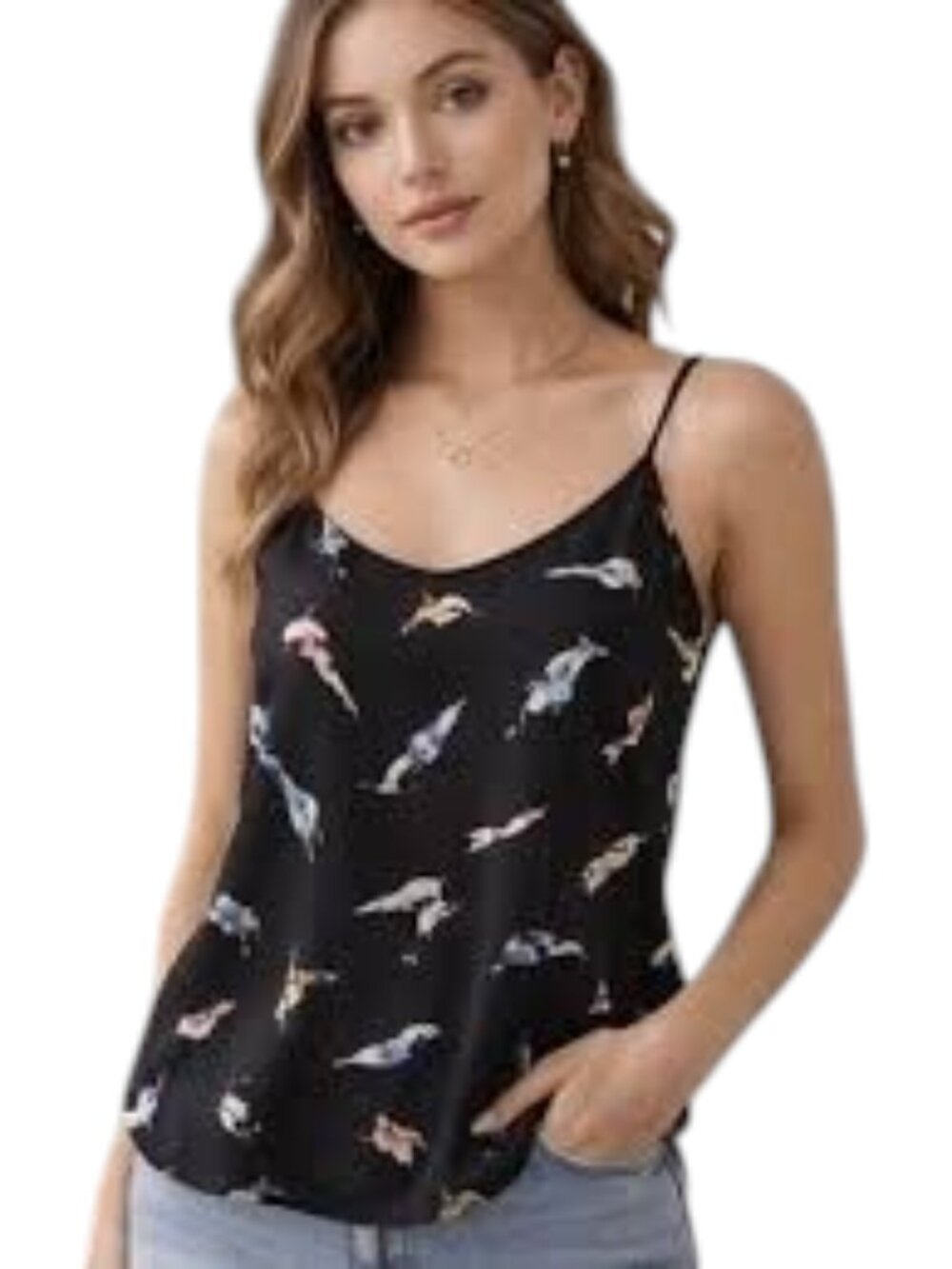APT. 9 Bird Print Sheer Camisole Tank Top